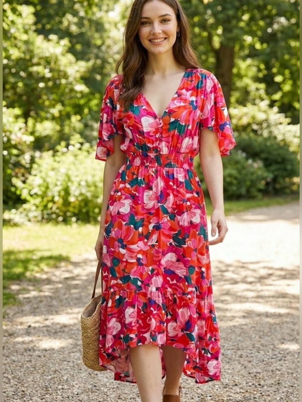 ABEL THE LABEL Anthropologie Floral Flowing Midi Dress small